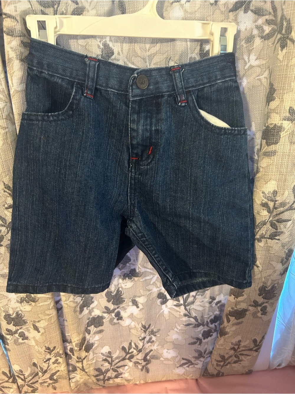 mecca Dark Blue Denim Kids Shorts with Red Stitching